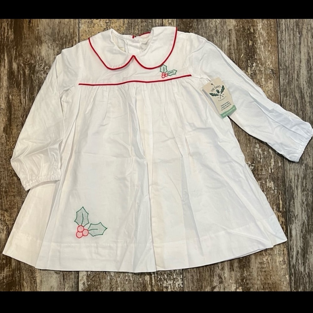 White Kids Casual Dress with Red Trim